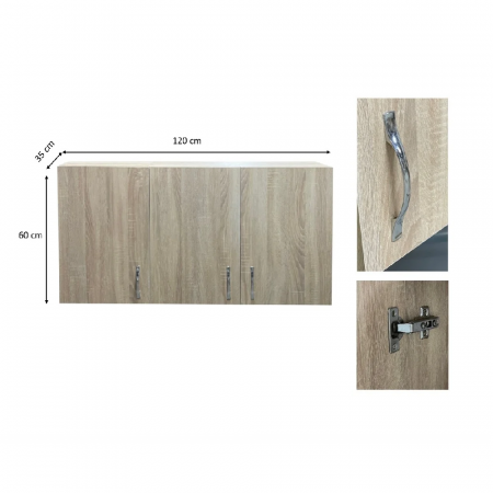 Corp Suspendat cu 3 Usi, 120x60x35 cm, Culoare Sonoma, Pal 18mm [3]