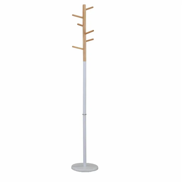 Cuier de Podea Modern, Alb cu Aspect Lemn Natural, Design Tip Copac, pentru Haine și Accesorii [2]