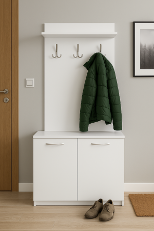 NOUTATI - Cuier Deco 1 Culoare Alb Mat cu 9 Agatatori