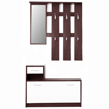 NOUTATI - Cuier MECKI, Masura 100x26x190cm, Culoare Wenge cu Alb