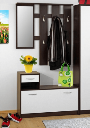 Cuier MECKI, Masura 100x26x190cm, Culoare Wenge cu Alb [1]