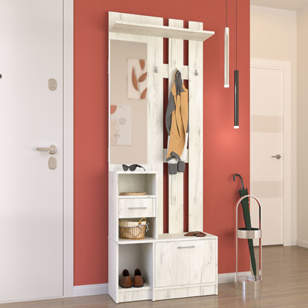 Cuier Milano,  Masura 195 x 35 x 80 cm, Culoare Alb Craft [1]