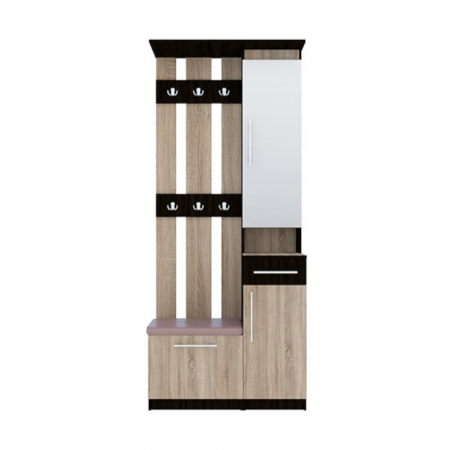 NOUTATI - Cuier Ruta Antreu, Masura 205x34x101 cm, Culoare Sonoma cu Wenge