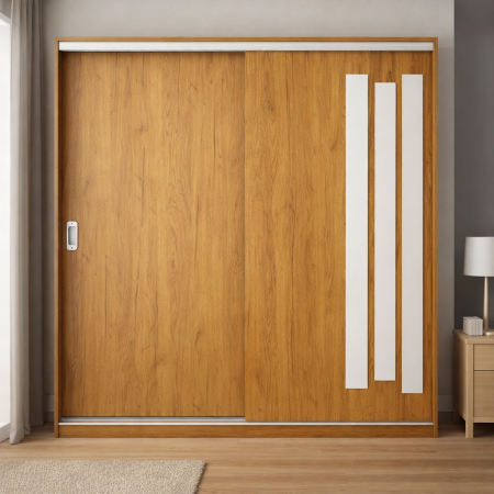 Dormitor Leno, Culoare Stejar Auriu cu Alb Mat [2]