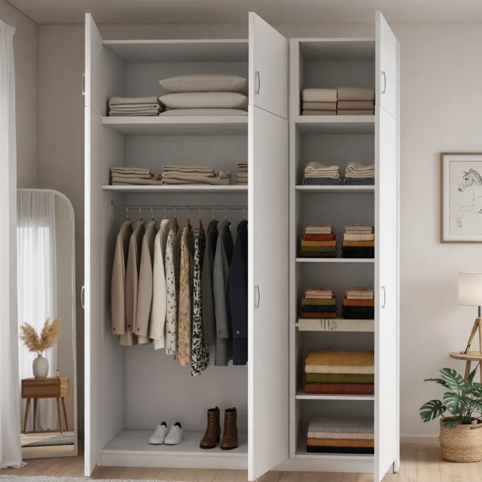 Dormitor Maximo Alb Mat – Set complet pat, dulap cu extensie superioară și 2 noptiere [2]