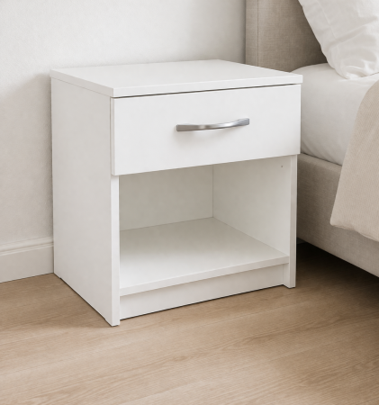 Dormitor Maximo Alb Mat – Set complet pat, dulap cu extensie superioară și 2 noptiere [3]