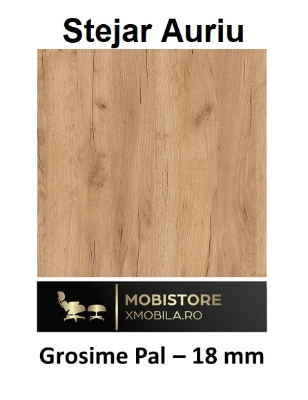 Dormitor OSLO – Set Complet cu Pat, Comoda, Dulap 4 Uși și 2 Noptiere, Cashmere cu Stejar Auriu, PAL 18 mm [8]