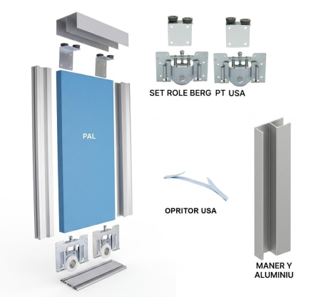 Dressing Alb Mat cu 2 Uși Culisante și Oglindă, PAL 18 mm, cu Bară pentru Haine și 5 Polițe [3]