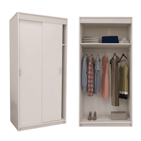 DULAPURI 2 USI - Dressing Barcelona, 200x100x50 cm, Culoare Alb Mat din pal de 18 mm