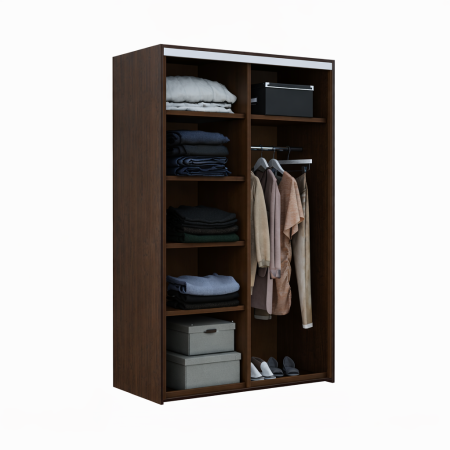 Dressing cu 2 Uși Glisante Wenge, 120×60×200 cm, PAL 18 mm, Bară pentru Umerașe și 5 Polițe [1]