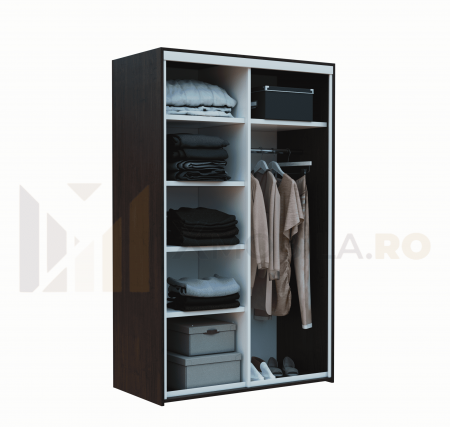 Dressing cu 2 Usi Glisante Wenge, H200x120x60cm, bara de Umerase si 5 Polite de Depozitare Pal 18 mm [4]