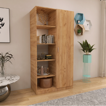 Dulap Mixt cu 1 Usa si Rafturi Depozitare 200x100x50 cm, Stejar Auriu, Material PAL de 18mm [3]