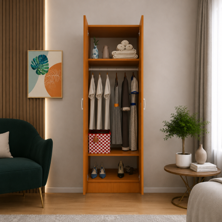Dulap Cires cu 2 Usi, 2 Rafturi Depozitare si Bara de Haine 200x80x50 cm, din Pal de 18 mm