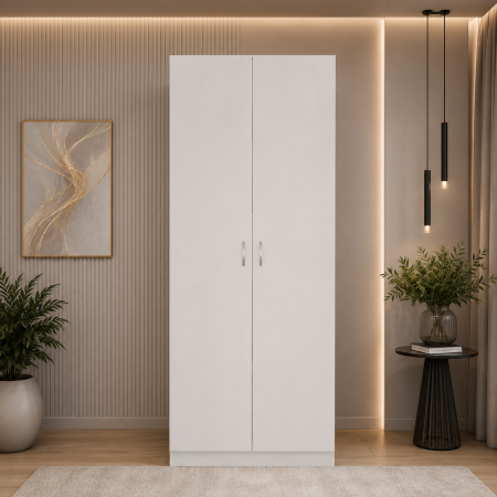 Dulap cu 2 Usi si 4 Rafturi de Depozitare, 200x80x40 cm, Culoare Alb din Pal de 18mm [1]