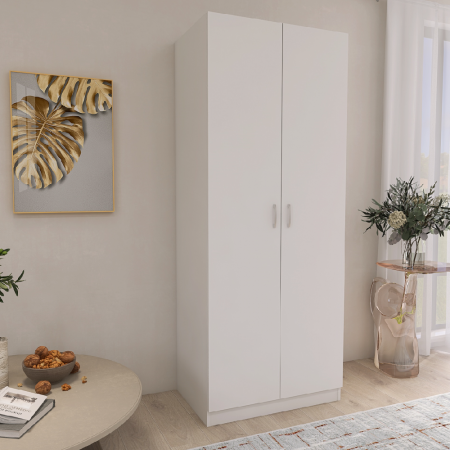 DULAPURI 2 USI - Dulap cu 2 Usi si 4 Rafturi de Depozitare, 200x80x40 cm, Culoare Alb din Pal de 18mm