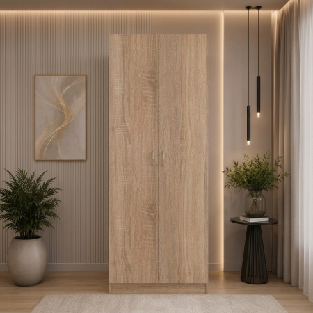 Dulap cu 2 Usi si 4 Rafturi de Depozitare, 200x80x40 cm, Culoare Sonoma din Pal de 18mm [1]