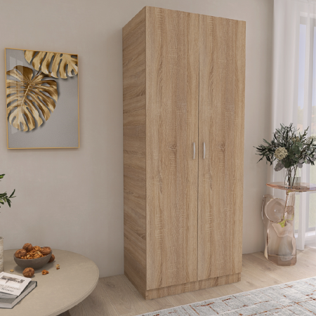 DULAPURI 2 USI - Dulap cu 2 Usi si 4 Rafturi de Depozitare, 200x80x40 cm, Culoare Sonoma din Pal de 18mm