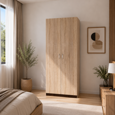 Dulap Wenge cu Sonoma in 2 Usi si 4 Polite de Depozitare, 200X80x40 cm, din Pal de 18 mm [2]