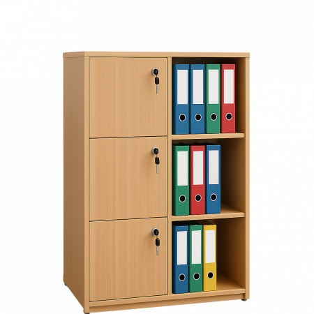 Dulap cu 3 casete si 3 etajere, Masura 150x40x80 cm, Culoare fag [1]