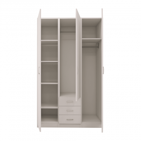 Dulap cu 3 usi si 3 Sertare, 200x120x50, Culoare Alba din Pal de 18 mm [4]