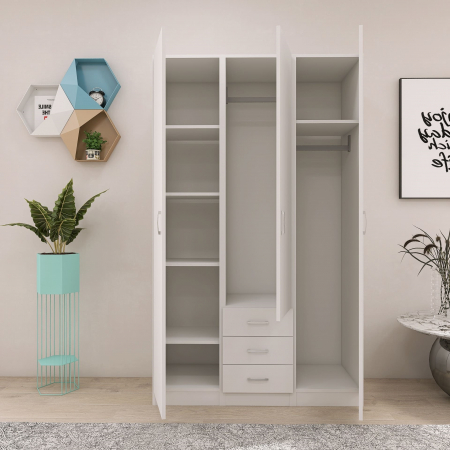 Dulap cu 3 usi si 3 Sertare, 200x120x50, Culoare Alba din Pal de 18 mm [1]
