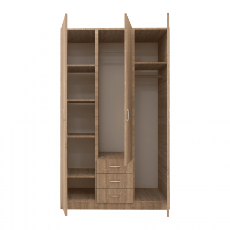 Dulap cu 3 usi si 3 Sertare, 200x120x50, Culoare Sonoma din Pal de 18 mm [4]
