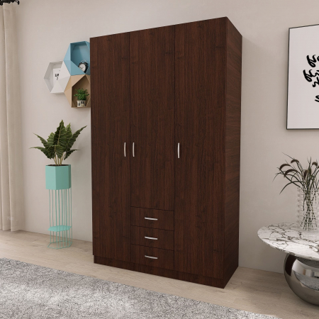 DULAPURI 3 USI - Dulap cu 3 usi si 3 Sertare, 200x120x50, Culoare Wenge din Pal de 18 mm