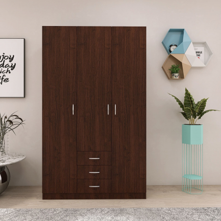 Dulap cu 3 usi si 3 Sertare, 200x120x50, Culoare Wenge din Pal de 18 mm [2]