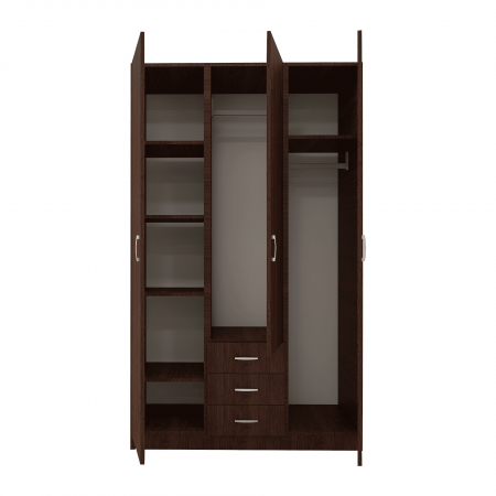 Dulap cu 3 usi si 3 Sertare, 200x120x50, Culoare Wenge din Pal de 18 mm [4]