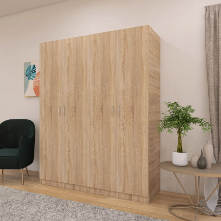 Dulap Milano cu 4 usi, 200x160x40, Culoare Sonoma, din Pal de 18 mm [1]