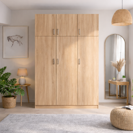 Dulapuri 3 uși - Dulap MAXIMO cu 3 Uși și Extensie Superioară, 240x120x50 cm, PAL 18 mm