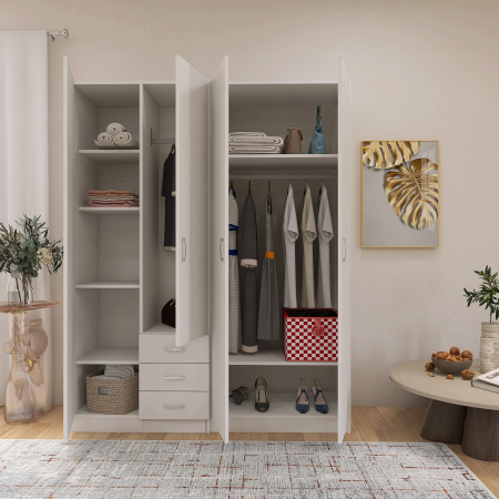 DULAPURI 4 USI - Dulap Mega cu 4 usi, 200x160x50, Culoare Alba din Pal de 18 mm