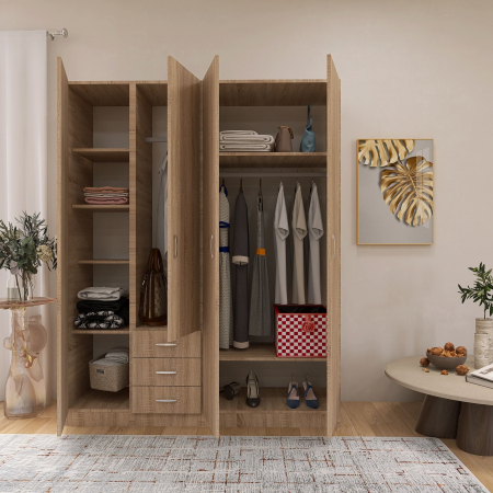 DULAPURI 4 USI - Dulap Mega cu 4 usi, 200x160x50, Culoare Sonoma din Pal de 18 mm