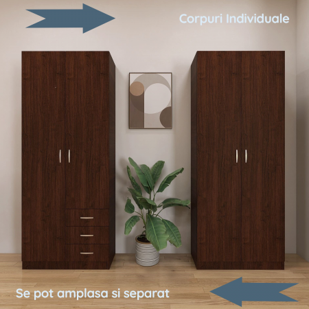 Dulap Mega cu 4 usi, 200x160x50, Culoare Wenge din Pal de 18 mm [3]