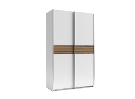 Dulap Metropol cu 2 Uși Culisante, 120x61x204,5 cm, Culoare Alb Platină si model Riflaj [1]