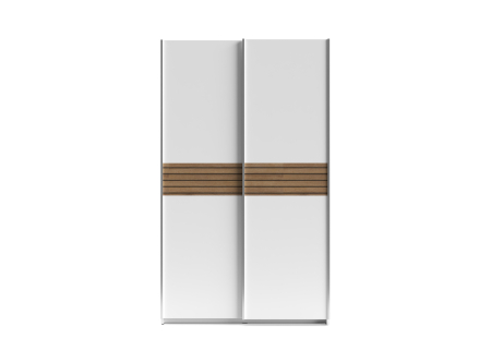 Dulap Metropol cu 2 Uși Culisante, 120x61x204,5 cm, Culoare Alb Platină si model Riflaj [3]