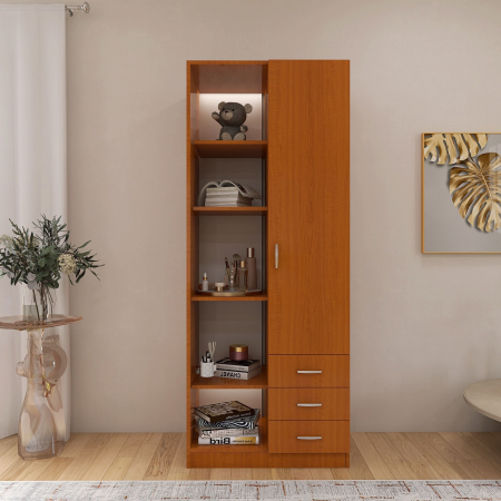 Dulap Mixt Alpin cu o Usa si 3 Sertare, 200x80x50 cm, Culoare Cires, Material din PAL de 18mm [1]