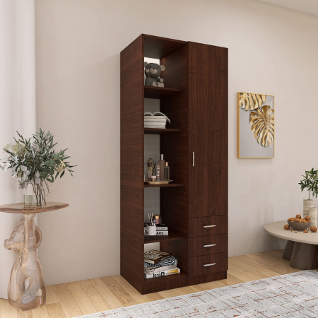 Dulap Mixt Alpin cu o Usa si 3 Sertare, 200x80x50 cm, Culoare Wenge, Material din PAL de 18mm [3]