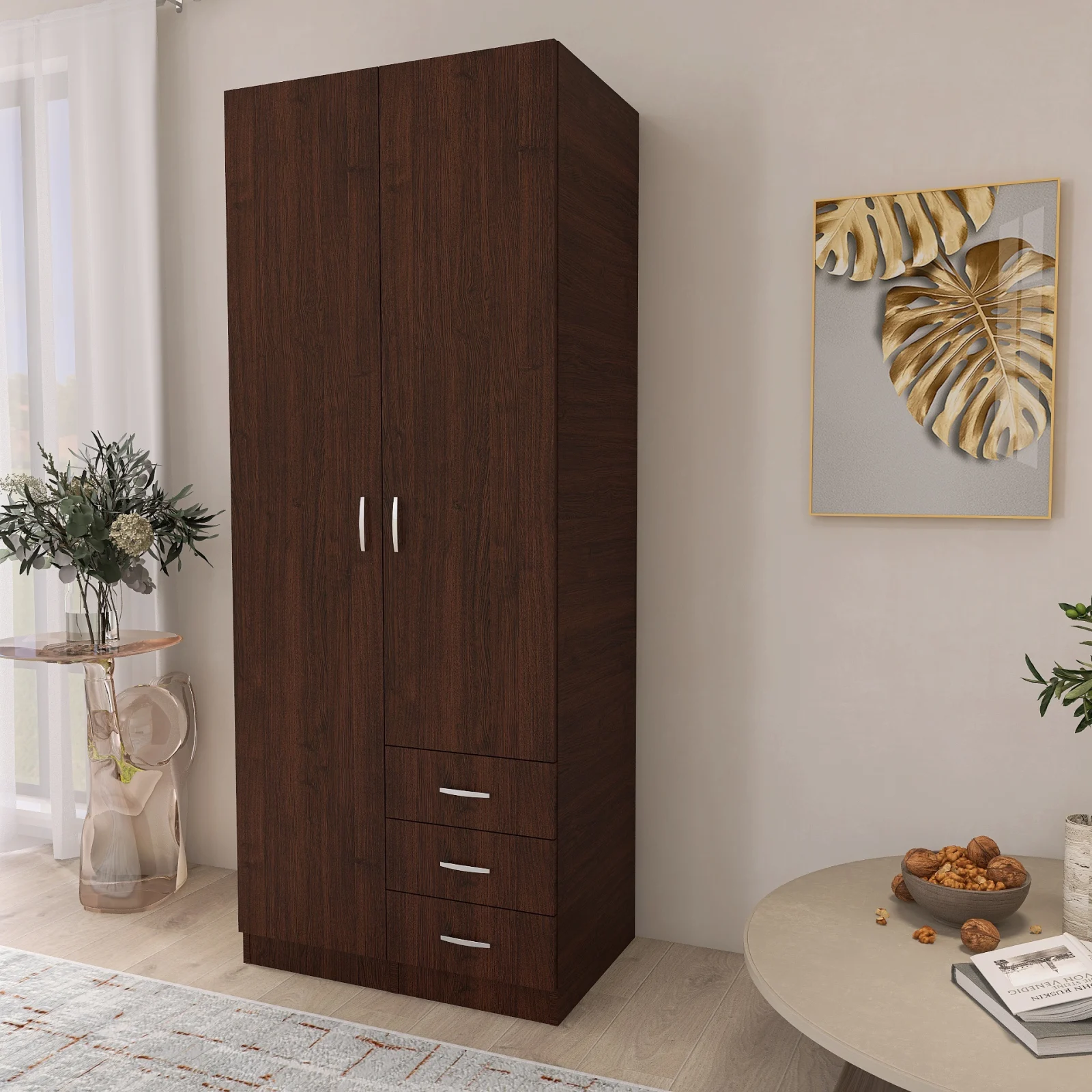 Dulap Mixt Star Alb Mat cu 2 Usi si 3 Sertare, 200x80x50 cm [1]