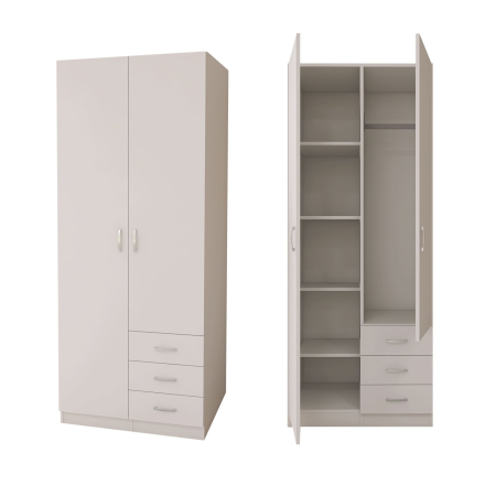 Dulap Mixt Star Alb Mat cu 2 Usi si 3 Sertare, 200x80x50 cm [2]