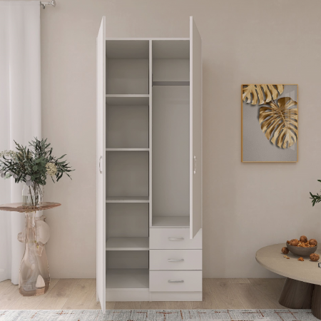 Dulap Mixt Star Alb Mat cu 2 Usi si 3 Sertare, 200x80x50 cm [4]