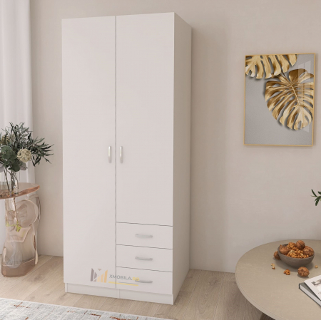 Dulap Mixt Star Alb Mat cu 2 Usi si 3 Sertare, 200x80x50 cm [0]