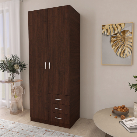 Dulapuri 2 uși - Dulap Mixt Star cu 2 Usi si 3 Sertare, 200x80x50 cm,Culoare Wenge – Balamale cu amortizare și reglaj 3D