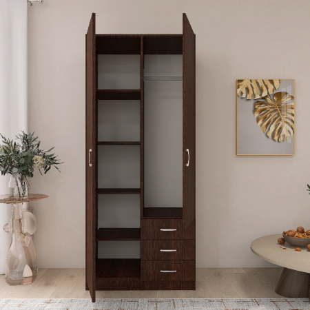 DULAPURI 2 USI - Dulap Mixt Star cu 2 Usi si 3 Sertare, 200x80x50 cm,Culoare Wenge – Balamale cu amortizare și reglaj 3D