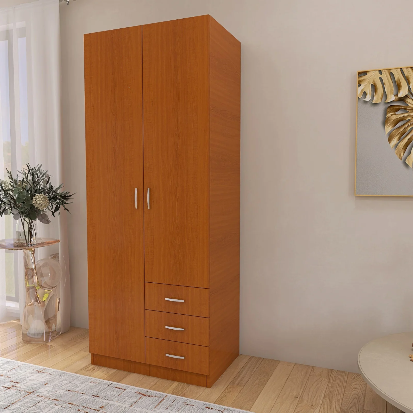 Dulap Mixt Star cu 2 Usi si 3 Sertare, 200x80x50 cm,Culoare Sonoma, Material din PAL de 18mm [1]