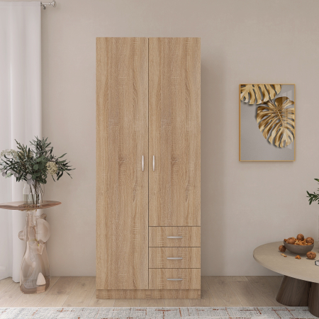 Dulap Mixt Star cu 2 Usi si 3 Sertare, 200x80x50 cm,Culoare Sonoma, Material din PAL de 18mm [2]