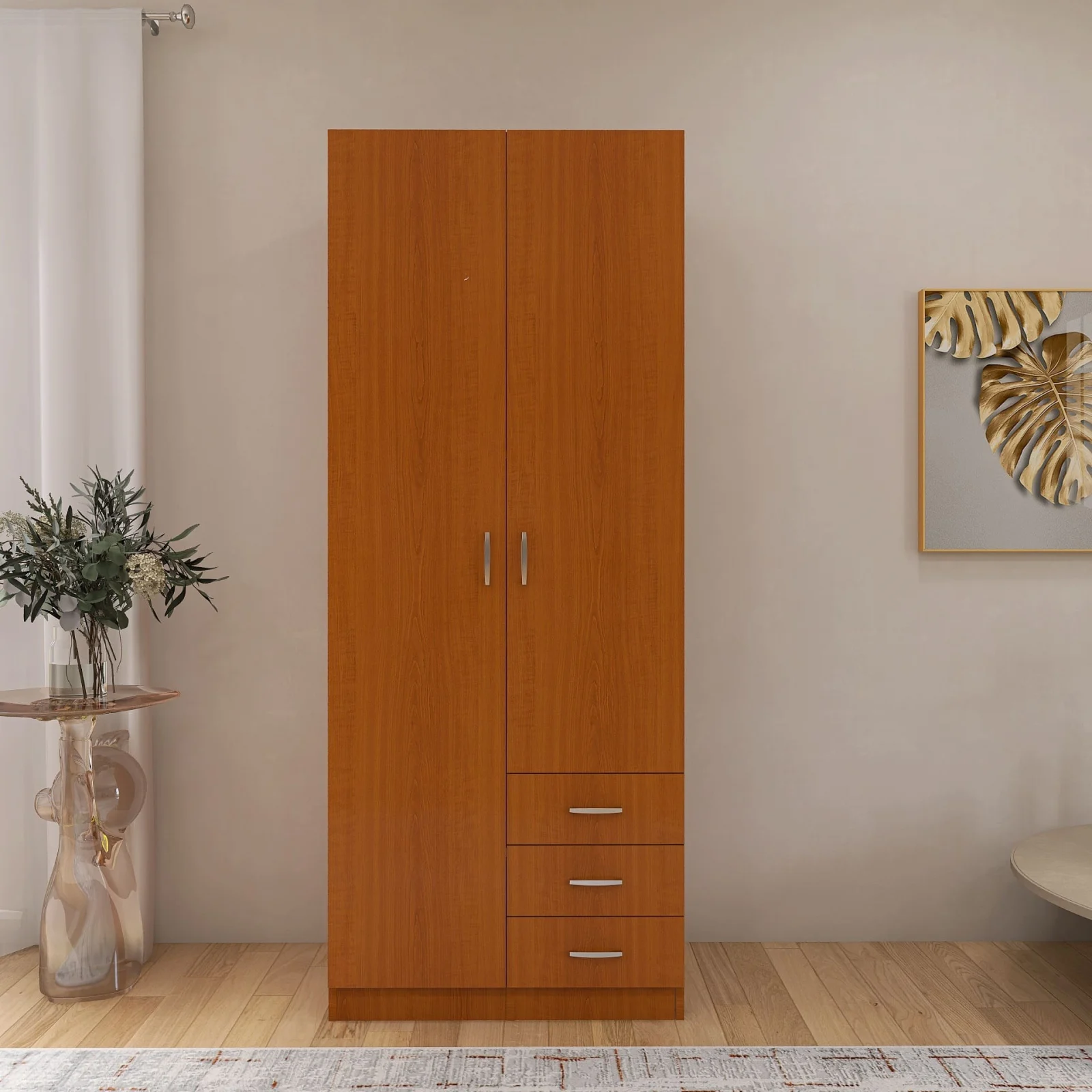 Dulap Mixt Star cu 2 Usi si 3 Sertare, 200x80x50 cm,Culoare Sonoma, Material din PAL de 18mm [2]