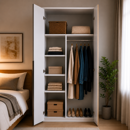 Dulap Oslo 2 Uși 90 cm, Cashmere cu Stejar Auriu – 200x90x50 cm [1]