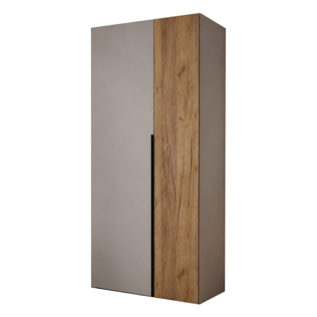 Dulap Oslo 2 Uși 90 cm, Cashmere cu Stejar Auriu – 200x90x50 cm [4]