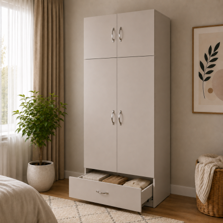 Dulap RIO cu 4 uși și sertar, 200x80x50 cm, Cashmere | PAL 18 mm | Balamale Soft Close 3D [2]